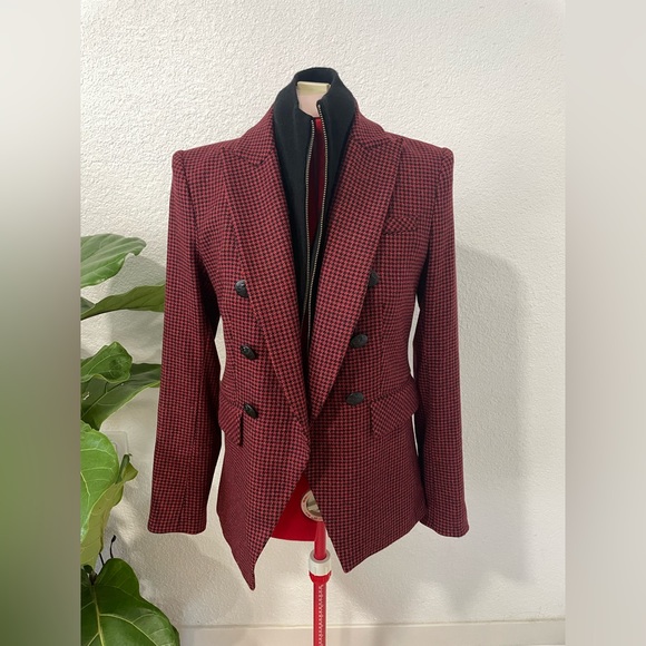 NWT Veronica Beard red and black houndstooth blazer with wool Dickey - Picture 2 of 7